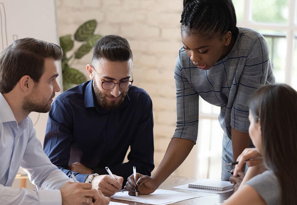 A BEK team member working with one of our clients to create a strategic plan that is right for them.